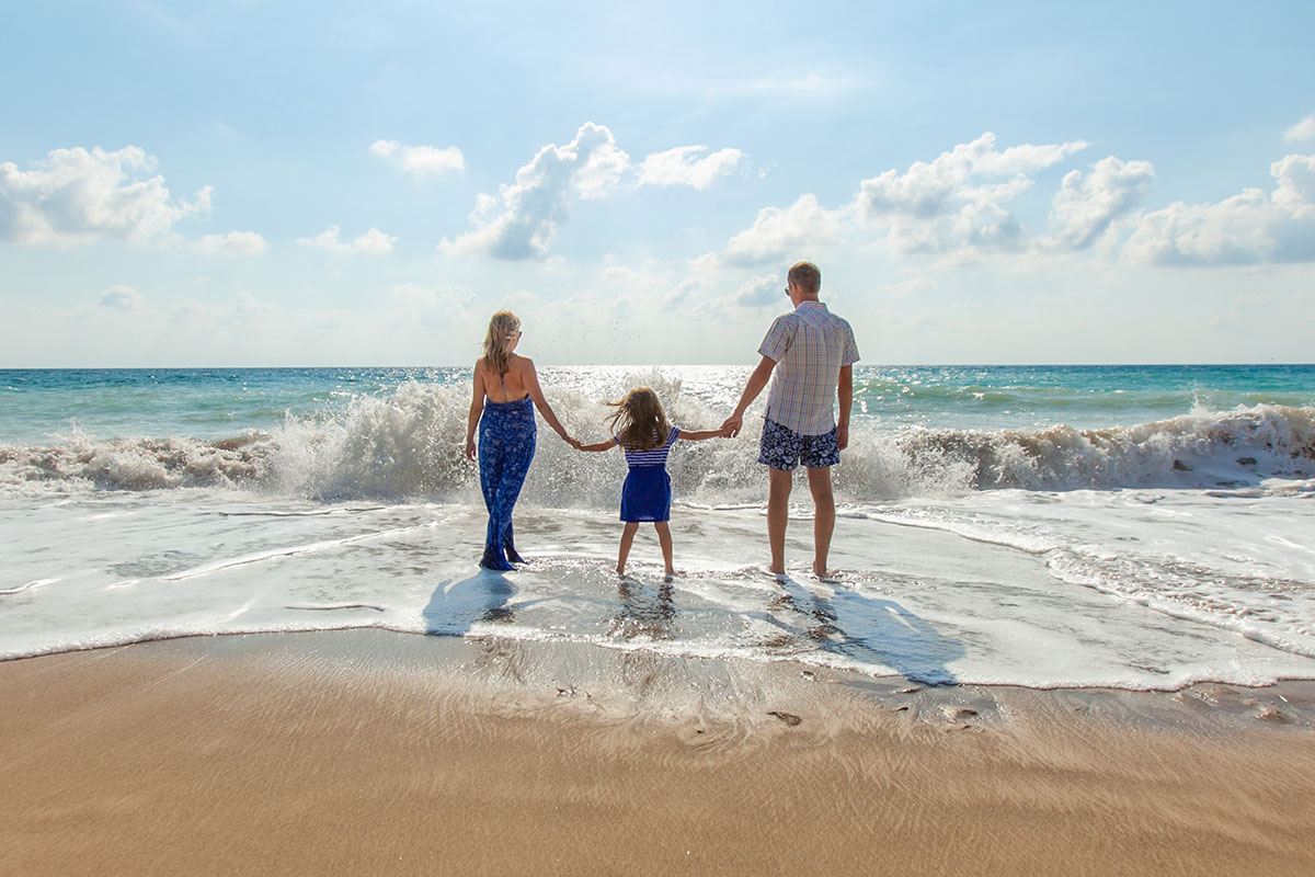 A family at the beach in San Diego.